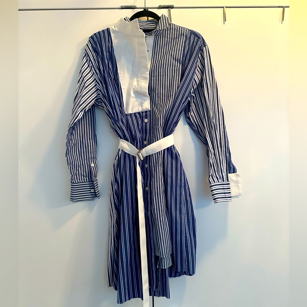 sacai asymmetrical paneled shirt dress